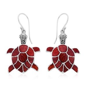 Red Sponge Coral Turtle Earrings
